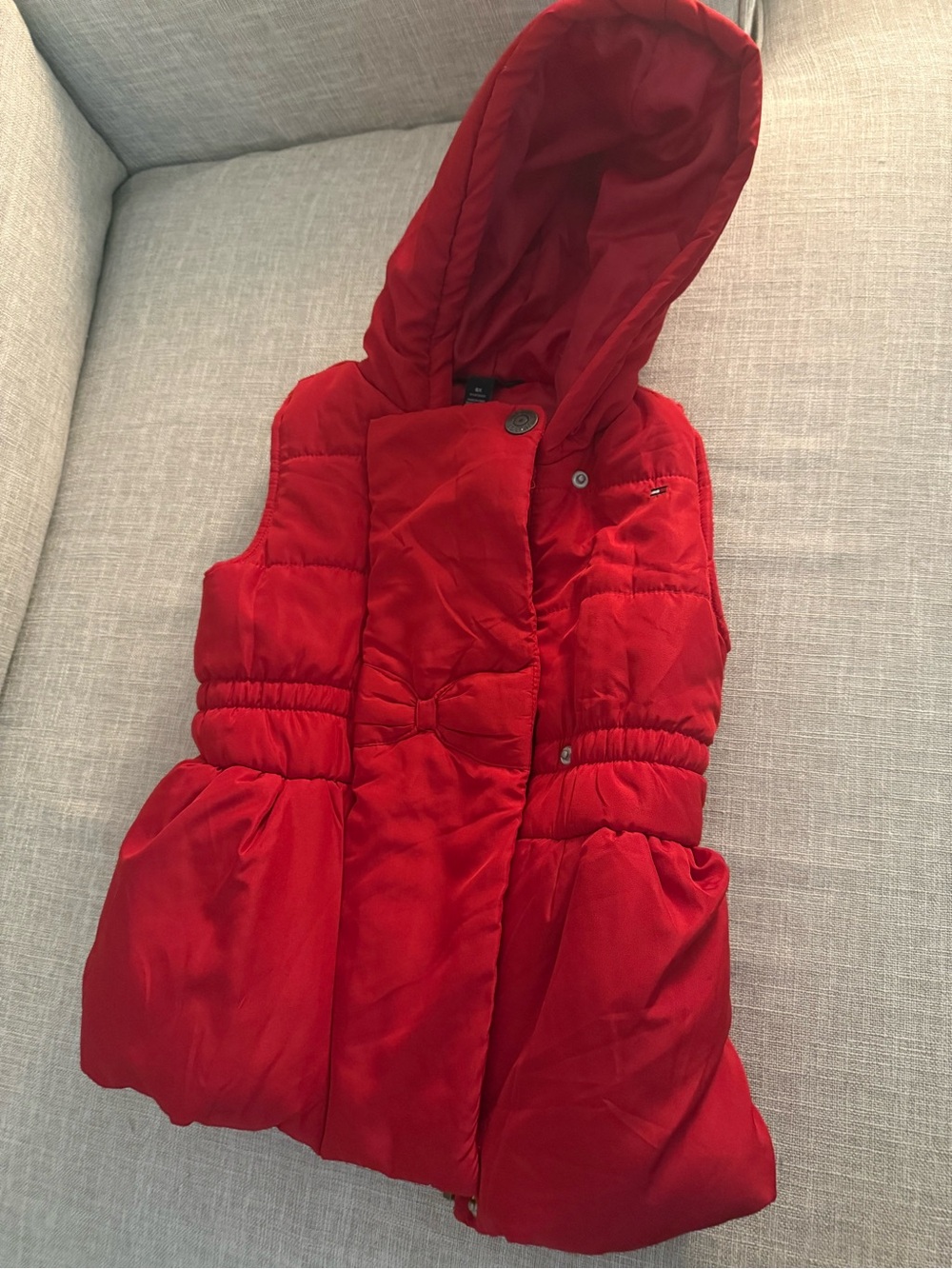 Tommy Hilfiger Red Hooded Puffer Vest for Kids